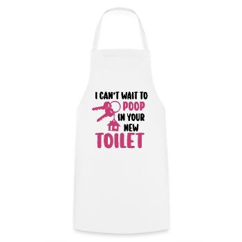 J’ai hâte de faire caca dans tes nouvelles toilettes - Tablier de cuisine - blanc - Devant - AI Model Male 185 dark (185cm)