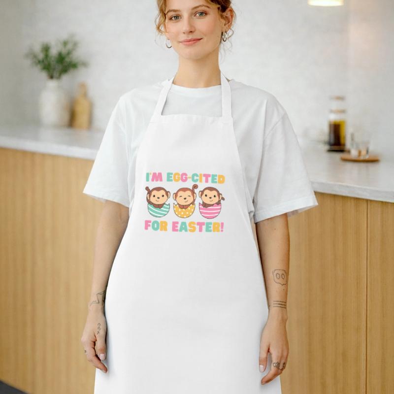 cute monkeys at Easter with Easter eggs monkey Cooking Apron
