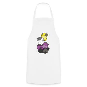 Nonbinary Flag Pride LGBTQ Cute Cow Stack - Tablier de cuisine - blanc - Devant - AI Model Male 185 dark (185cm)