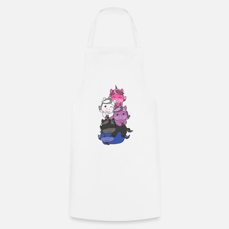 Genderfluid Flag Pride LGBTQ Mignon Unicorn Stack - Tablier de cuisine - blanc