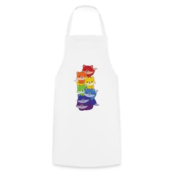 Regenbogen Flag Pride LGBTQ süßer Einhorn Stapel - Kochschürze - Weiß - Vorne - AI Model Male 185 dark (185cm)