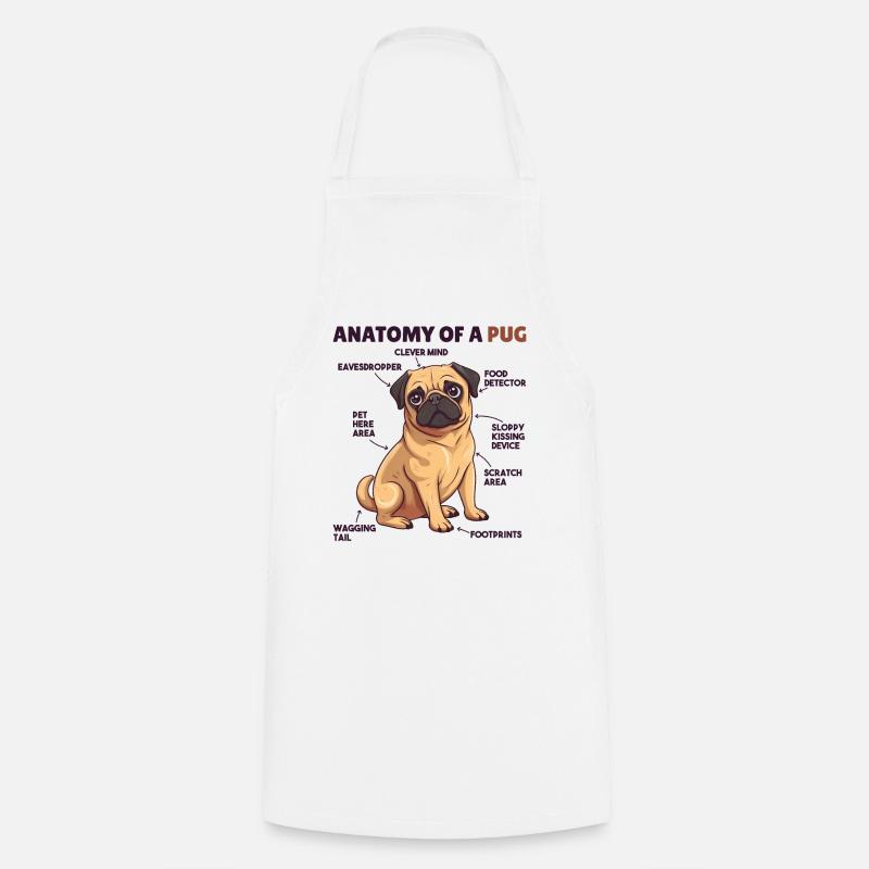 Hunde Erklärung Anatomy eines Mops - Kochschürze - Weiß