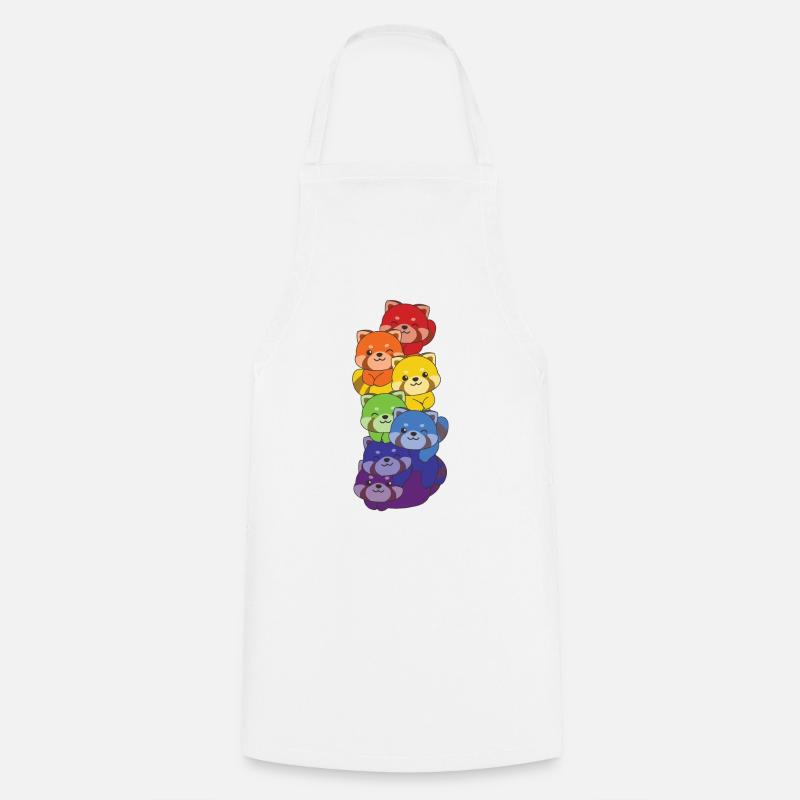 Rainbow Red Panda Cute Colorful Red Panda pour - Tablier de cuisine - blanc