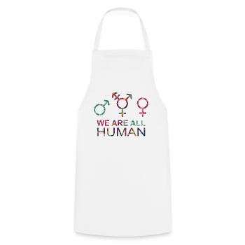 We are all Human LGBT Gender Symbols - Cooking Apron - white - Front - AI Model Male 185 dark (185cm)