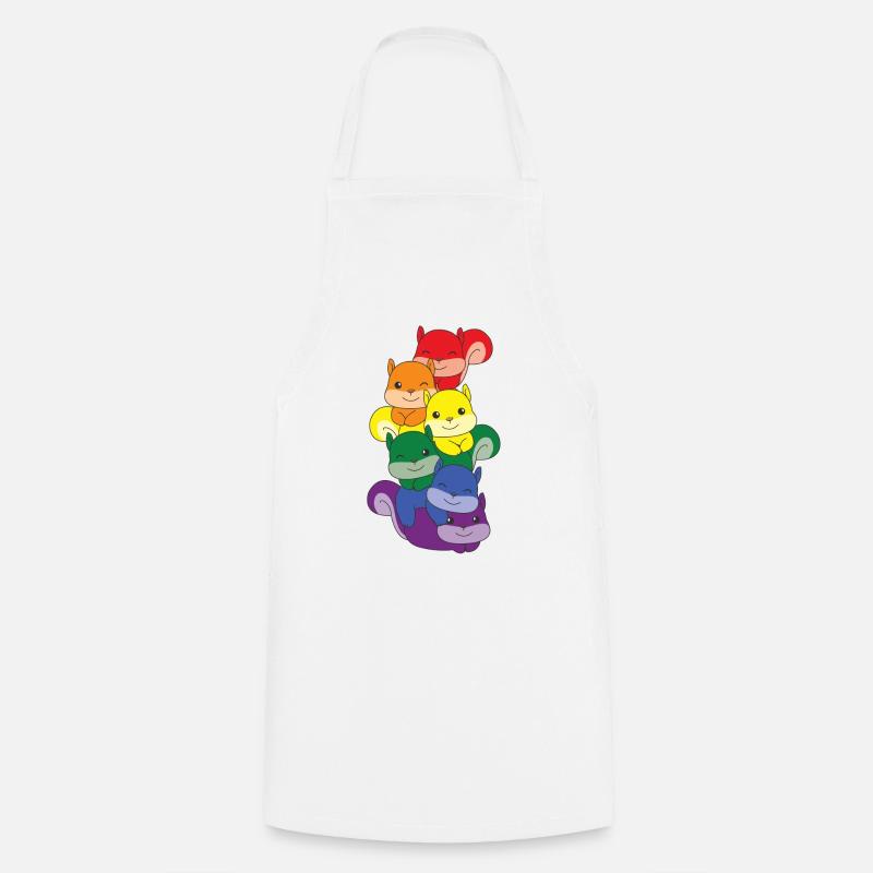 Regenbogen Flag Pride LGBTQ süßer Eichhörnchen - Kochschürze - Weiß