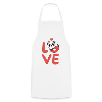 Panda pour la Saint-Valentin Animaux mignons Cœurs Amour - Tablier de cuisine - blanc - Devant - AI Model Male 185 dark (185cm)