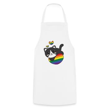 Regenbogen Flag Pride LGBTQ süßes Katze Love - Kochschürze - Weiß - Vorne - AI Model Male 185 dark (185cm)