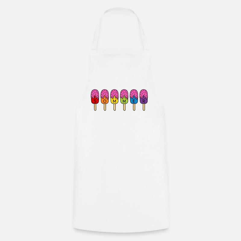 Sommer Eis essen Regenbogen bunt pink Eis - Kochschürze - Weiß