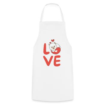 Alpaga pour la Saint-Valentin Animaux mignons Coeurs Amour - Tablier de cuisine - blanc - Devant - AI Model Male 185 dark (185cm)