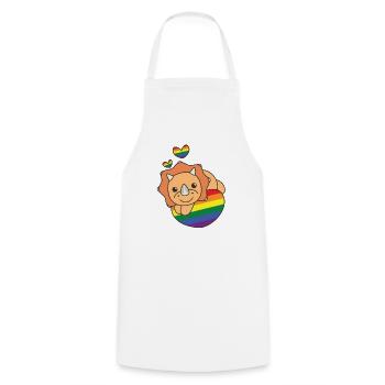 Rainbow Flag Pride LGBTQ Cute Triceratops Love - Cooking Apron - white - Front - AI Model Male 185 dark (185cm)