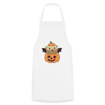 Otter Happy Halloween Pumpkin Bat Costume - Cooking Apron - white - Front - AI Model Male 185 dark (185cm)