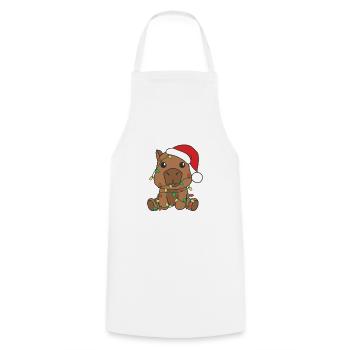 Capybara Noël Animaux d’hiver Capybara - Tablier de cuisine - blanc - Devant - AI Model Male 185 dark (185cm)