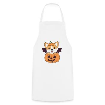 Corgi Happy Halloween Pumpkin Bat - Cooking Apron - white - Front - AI Model Male 185 dark (185cm)