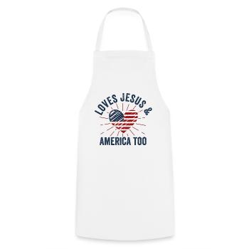 Loves Jesus and America Too God Christian - Cooking Apron - white - Front - AI Model Male 185 dark (185cm)
