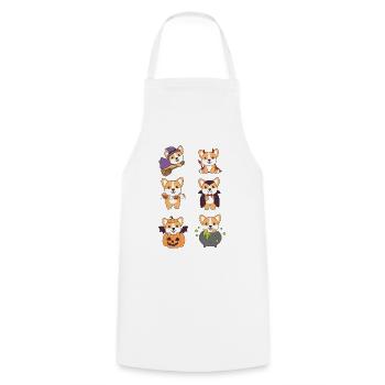 Corgi Halloween Devil Pumpkin Vampire Costume - Cooking Apron - white - Front - AI Model Male 185 dark (185cm)