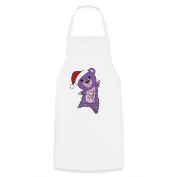 Ours Noël Hiver Animaux Ours - Tablier de cuisine - blanc - Devant - AI Model Male 185 dark (185cm)