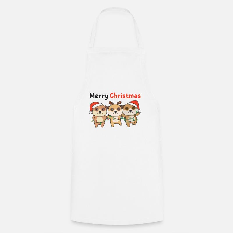Suricate Noël Animaux d’hiver Suricate - Tablier de cuisine - blanc