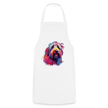 Aquarelle coloré Bearded Collie - Tablier de cuisine - blanc - Devant - AI Model Male 185 dark (185cm)