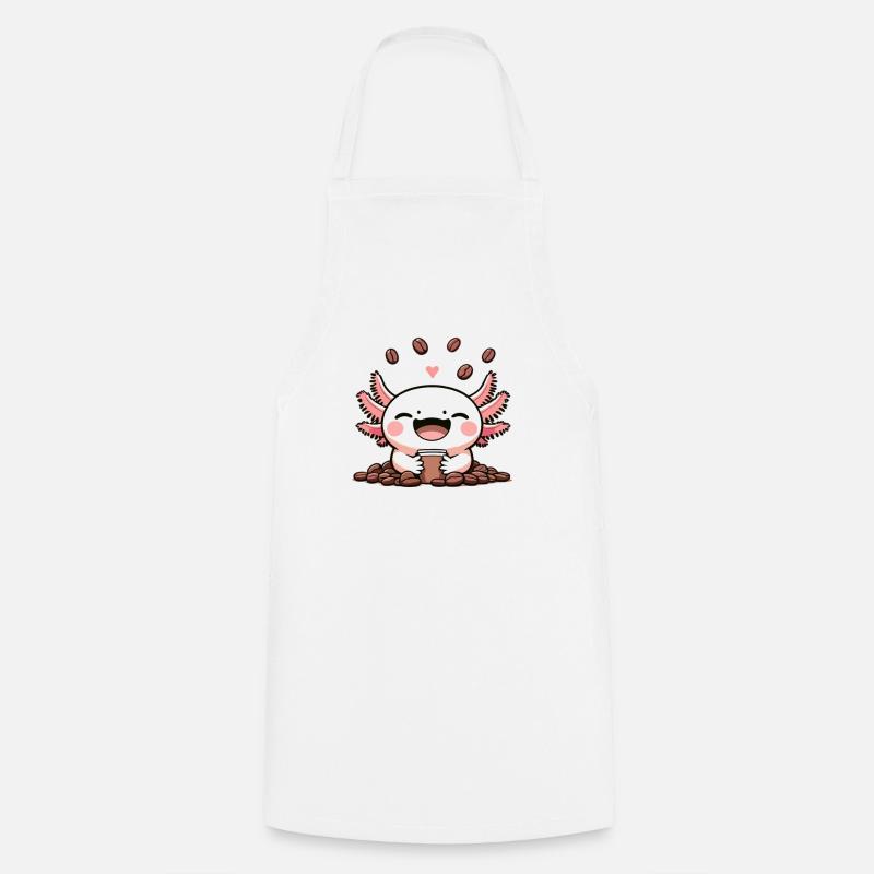 Axolotl Coffeelotl Amateurs de café Axolotls mignons - Tablier de cuisine - blanc