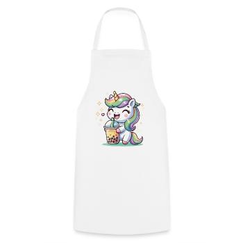 Kawaii Unicorns Bubble Tea Boba Unicorn - Cooking Apron - white - Front - AI Model Male 185 dark (185cm)