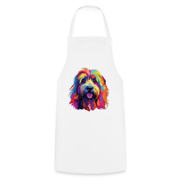 Aquarelle coloré Bearded Collie - Tablier de cuisine - blanc - Devant - AI Model Male 185 dark (185cm)