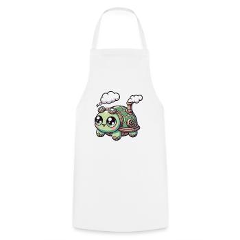Kawaii Steampunk Turtle Fantasy Turtle - Cooking Apron - white - Front - AI Model Male 185 dark (185cm)