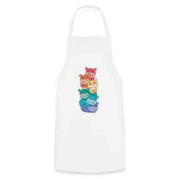 Regenbogen Flag Pride LGBTQ süßer Hippo Stapel - Kochschürze - Weiß - Vorne - AI Model Male 185 dark (185cm)
