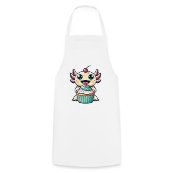 Muffin Anniversaire Cupcake Axolotl - Tablier de cuisine - blanc - Devant - AI Model Male 185 dark (185cm)