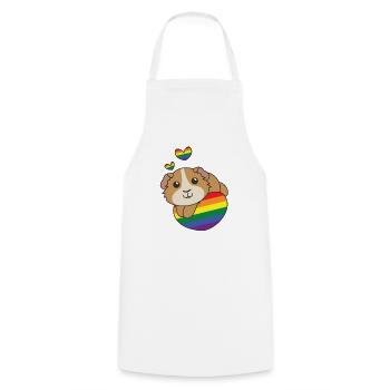 Drapeau arc-en-ciel Pride LGBTQ Cochon d’Inde mignon - Tablier de cuisine - blanc - Devant - AI Model Male 185 dark (185cm)