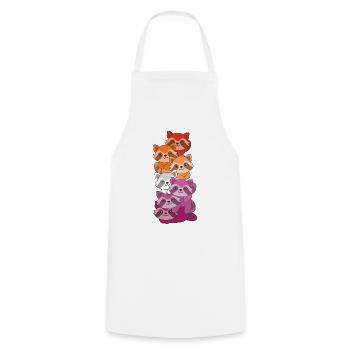 Lesbian Flag Pride LGBTQ Cute Raccoon - Cooking Apron - white - Front - AI Model Male 185 dark (185cm)