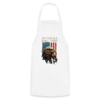 Small Town American Retro Eagle Vintage - Cooking Apron - white - Front - AI Model Male 185 dark (185cm)