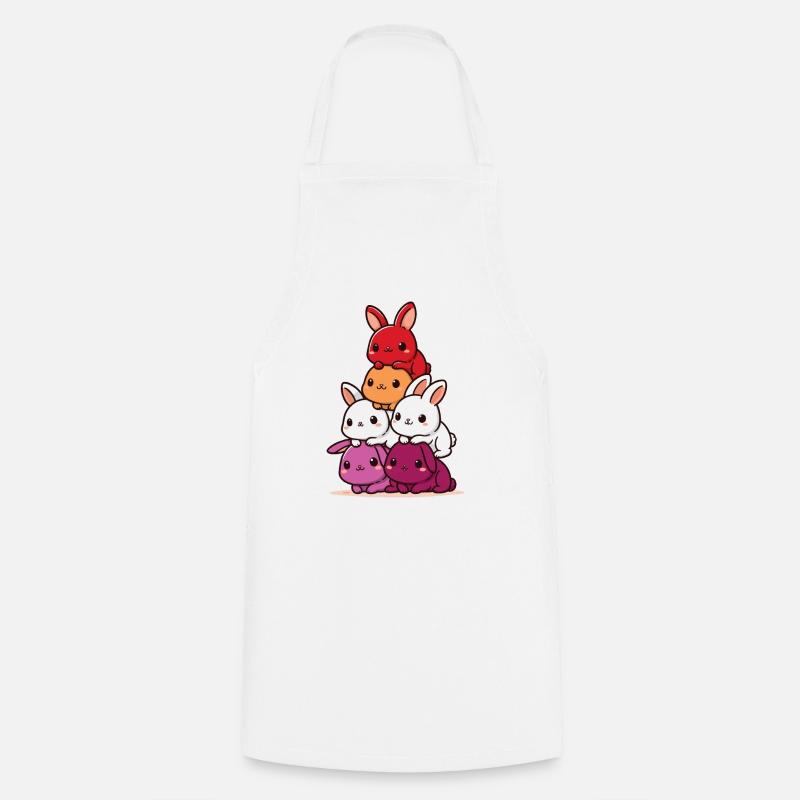 Lapins Lesbienne Drapeau Mois de la fierté Mignon Lapin - Tablier de cuisine - blanc