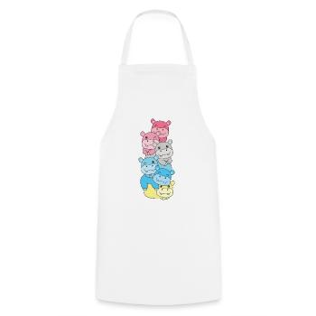 Genderflux Drapeau Pride LGBTQ Hippopotame mignon - Tablier de cuisine - blanc - Devant - AI Model Male 185 dark (185cm)