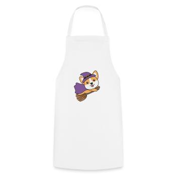 Corgi Halloween Witch Kids Witches Costume - Cooking Apron - white - Front - AI Model Male 185 dark (185cm)