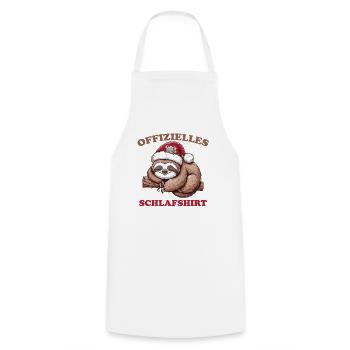 Official Sleep Shirt Christmas Sloth - Cooking Apron - white - Front - AI Model Male 185 dark (185cm)