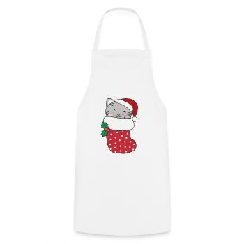Chats mignons en chaussettes de Noël pour Noël - Tablier de cuisine - blanc - Devant - AI Model Male 185 dark (185cm)