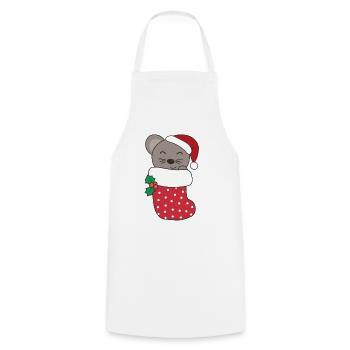 Souris mignonnes en chaussette de Noël pour souris de Noël - Tablier de cuisine - blanc - Devant - AI Model Male 185 dark (185cm)