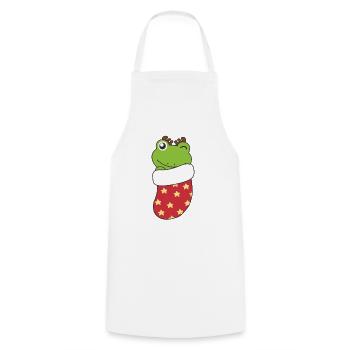 Grenouilles mignonnes en chaussette de Noël pour Noël - Tablier de cuisine - blanc - Devant - AI Model Male 185 dark (185cm)