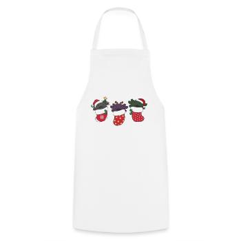 De jolis axolotls en chaussettes de Noël pour Noël - Tablier de cuisine - blanc - Devant - AI Model Male 185 dark (185cm)