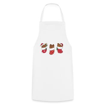 Chats mignons en chaussettes de Noël pour Noël - Tablier de cuisine - blanc - Devant - AI Model Male 185 dark (185cm)