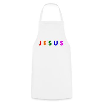 Jesus - Cooking Apron - white - Front - AI Model Male 185 dark (185cm)