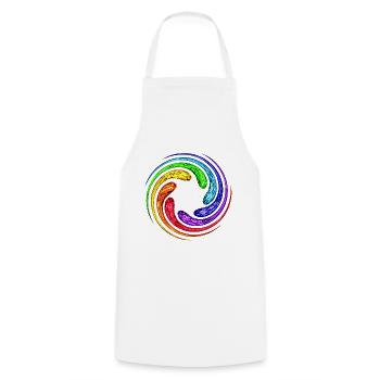 Regenbogen 7 Chakra Wirbel Spirale Yoga Symbol - Kochschürze - Weiß - Vorne - AI Model Male 185 dark (185cm)
