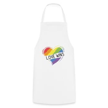 L'amour gagne le cadeau de la fierté gay LGBT - Tablier de cuisine - blanc - Devant - AI Model Male 185 dark (185cm)