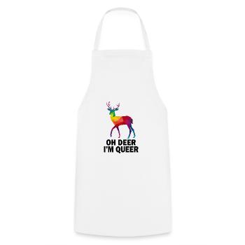 Oh cerf je suis gay Queer LGBT Pride Month Gay - Tablier de cuisine - blanc - Devant - AI Model Male 185 dark (185cm)
