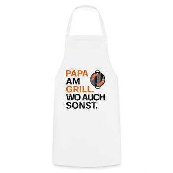 Grillen - Grillmeister - Grillkönig - Papa - Kochschürze - Weiß - Vorne - AI Model Male 185 dark (185cm)
