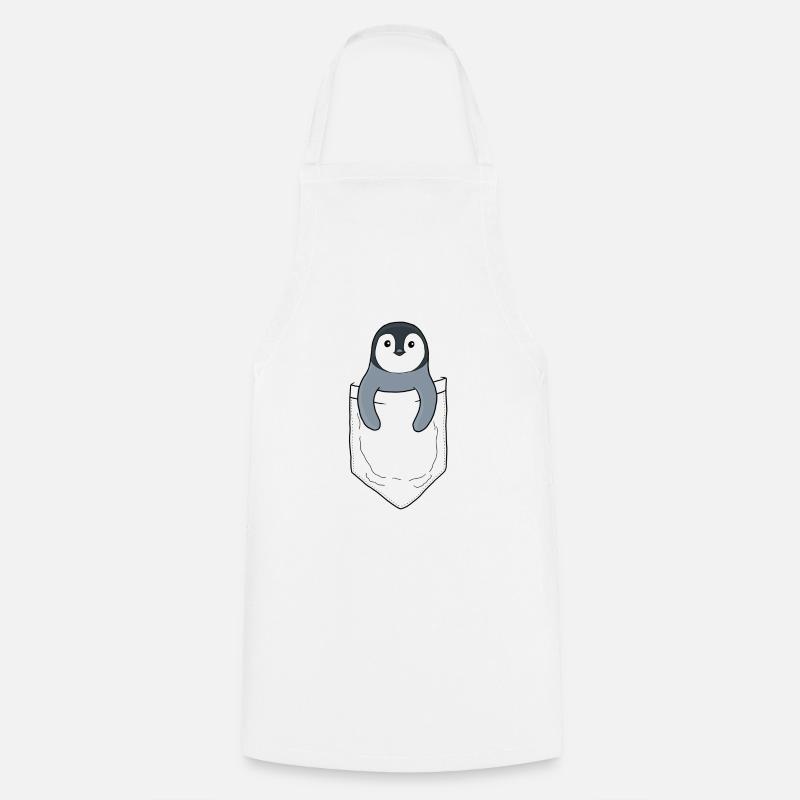 Le pingouin dans la poche de la poitrine - Tablier de cuisine - blanc