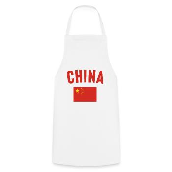 China Flag - Cooking Apron - white - Front - AI Model Male 185 dark (185cm)