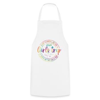 What Happens On The Girls Trip 2024 - Cooking Apron - white - Front - AI Model Male 185 dark (185cm)