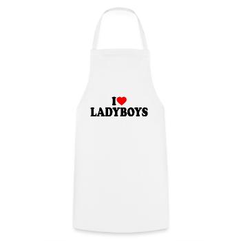 I love ladyboys - Kochschürze - Weiß - Vorne - AI Model Male 185 dark (185cm)