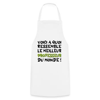 voici à quoi ressemble Le meilleur professeur - Tablier de cuisine - blanc - Devant - AI Model Male 185 dark (185cm)